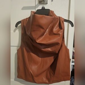 Robert Rodriguez Brown Faux Leather Top, Size M, NWT